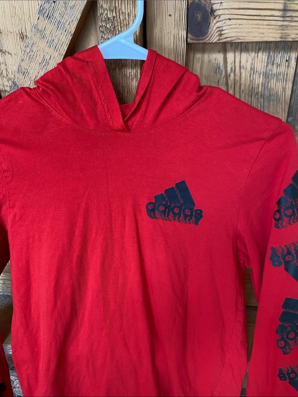Adidas boys Red Crewneck Hoodie Long-Sleeve Shirt size medium 10-12. Regular fit - Picture 14 of 14